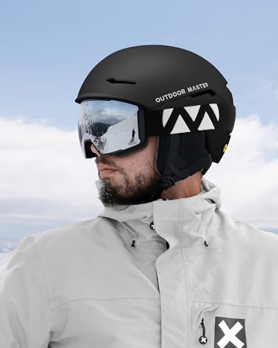 OutdoorMaster ELK MIPS Ski Helmet Large Matte Black Snowboard Helmet for Men Women & Youth