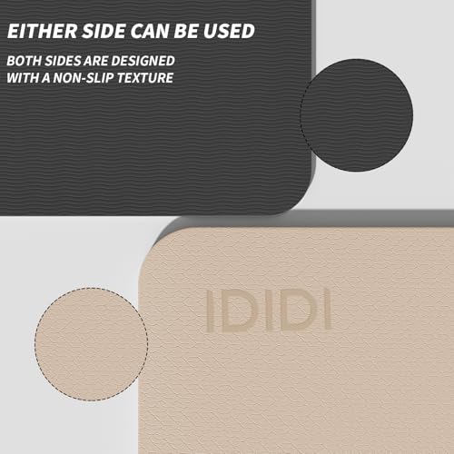ididi 6'x4' Reversible Yoga Mat - 10mm Thick Beige & Black Non-Slip Support