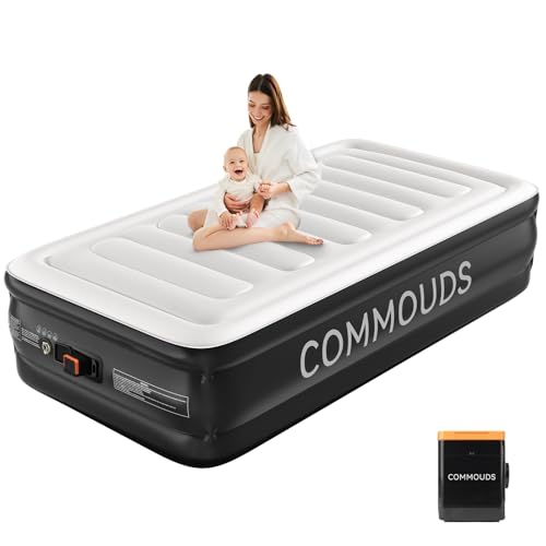 Beige Twin Air Mattress with Rechargeable Pump - 18-Inch Portable Inflatable Bed for Camping & Guest Use
