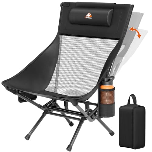 HAAGEEP Black Portable Folding Rocking Camping Chair for Adults