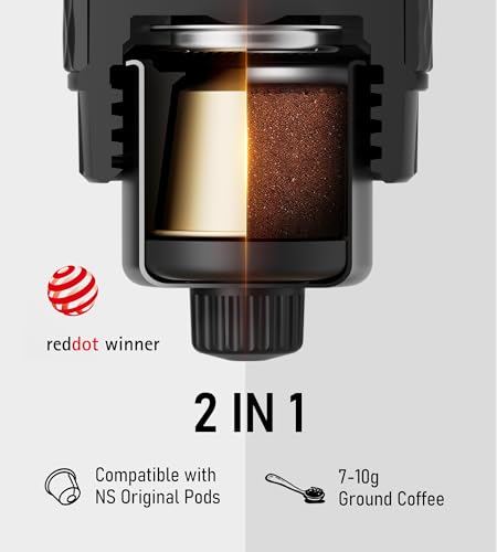 STARESSO Classic Manual Espresso Maker Black - Portable 2-in-1 Travel Coffee Machine