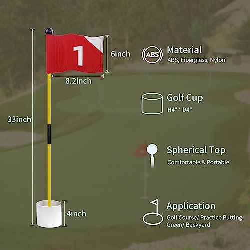 4 Pack Golf Practice Hole Set with Fiberglass Flagstick & Cup - Backyard Putting Green