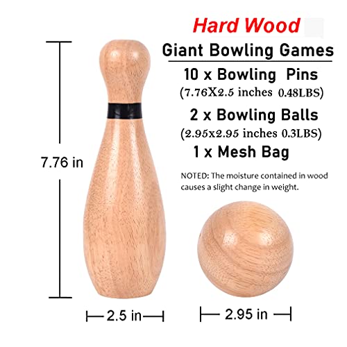 Outdoor Lawn Bowling Set - Medium with 10 Pins, 2 Balls & Carry Bag for Family & Kids