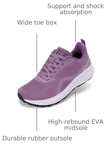 BRONAX Women's Wide Toe Box Road Running Shoes S71 - Purple, Size 9
