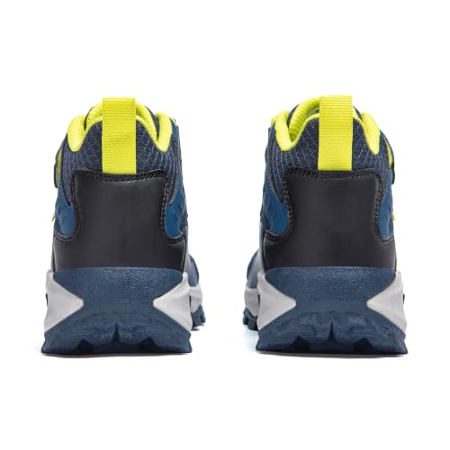 Kids Waterproof Hiking Sneakers - Merrell Moab Speed 2 Mid A/C Navy Hi Viz, Wide 7