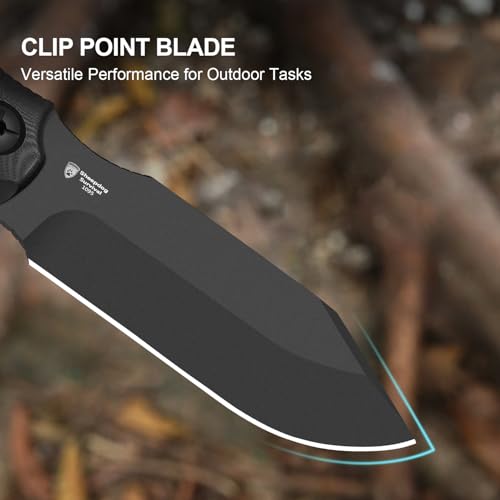 Kizer Sheepdog Survival Fixed Blade Knife Black 5.28" 1095 Steel Outdoor Tool
