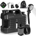 Digury Black Portable Camping Shower Kit with 5-Gallon Water Jug, Rechargeable, Waterproof Pump