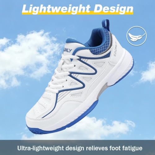 Men's Wide Pickleball Shoes All Court Lightweight Breathable Blue 9.5