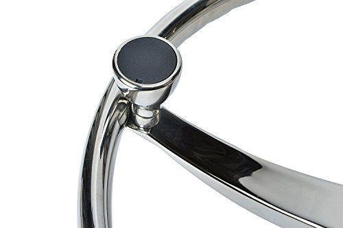 Stainless Steel Boat Steering Wheel 13.5 Inch 3 Spoke Marine Helm with Turning Knob