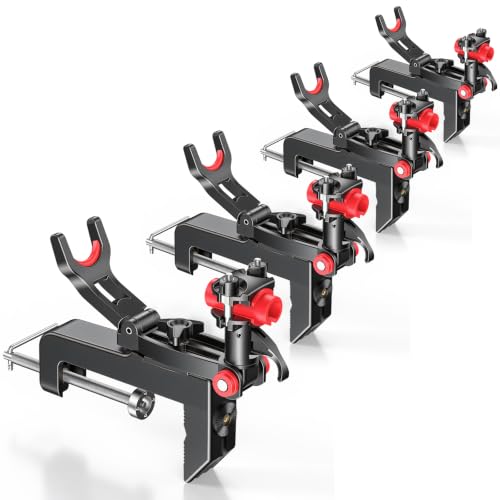 Eyoyofishcam 4-Pack Clamp-On Fishing Rod Holders for Boat Canoe Dock - Heavy-Duty, Quick-Release, 360° Rotation