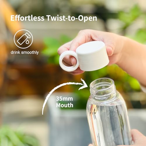 emoi 22oz Clear Water Bottle - Reusable Leakproof BPA-Free for School Travel Gym - White