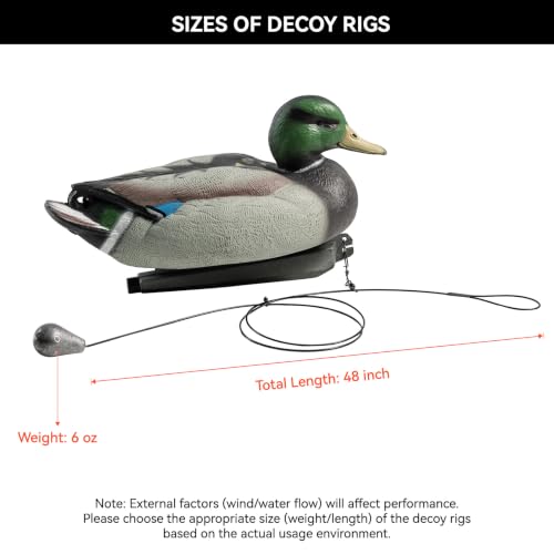 GearOZ 6oz Duck Decoy Weights Anchors Tangle-Free Texas Rig 48 Inch