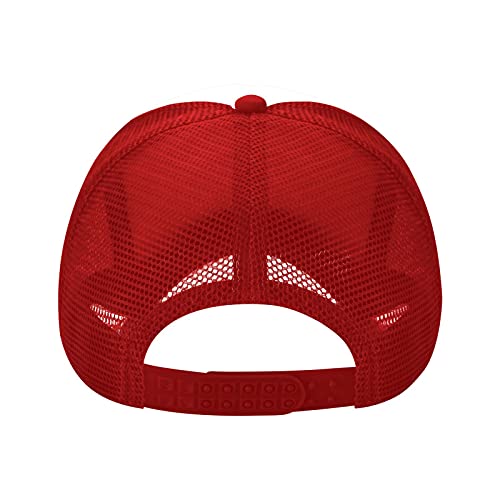 Men's Red Mesh Trucker Hat - Adjustable Baseball Cap for Bachelor Party