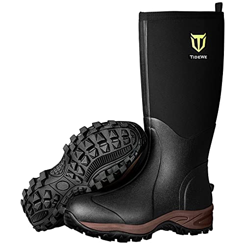 TIDEWE Waterproof Neoprene Boots for Men & Women - Black / Size 11 Women / 10 Men