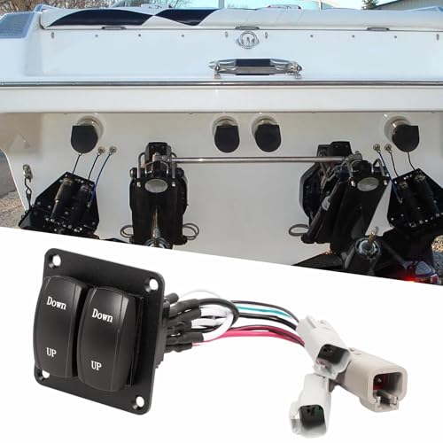 12V/24V Waterproof Marine Trim Tab Switch Kit Double Rocker Control Panel