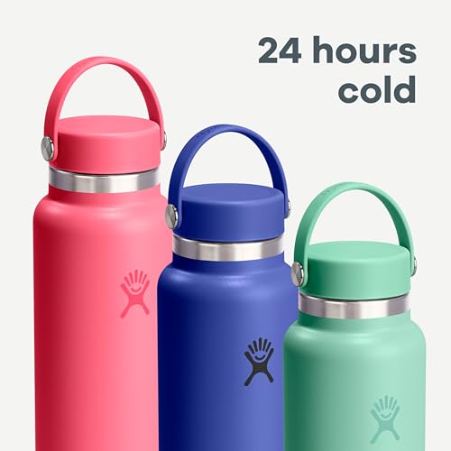 Insulated 40 Oz Water Bottle with Leakproof Lid - Purple Wide Mouth Hydration Flask