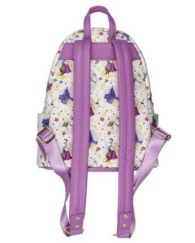 Disney Tangled Mini Backpack - Rapunzel Flynn Maximus All-Over Print, 11-inch Faux Leather