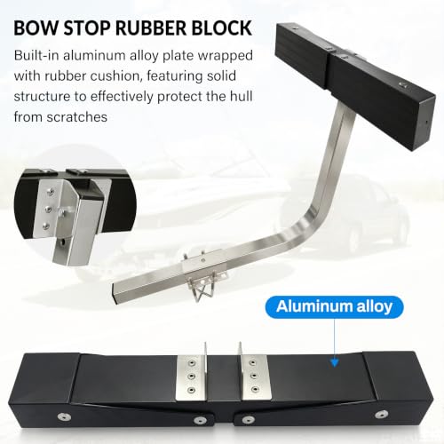 Boat Trailer Guide Bar 20'' Stainless Steel with Aluminum Alloy Square Tube, Anti Slip Rubber Sleeve