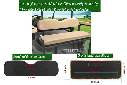 Universal Rear Seat Cushion for EZGO Club Car Yamaha Golf Cart Beige - Flip Seat Compatible