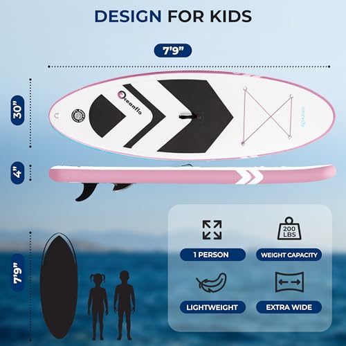 Kids Inflatable Stand Up Paddle Board 7'9" with Pump & Backpack - Stable Youth SUP for Lakes & Rivers