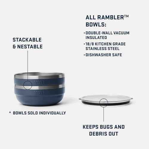 YETI Rambler Low Bowl Vacuum Insulated Stainless Steel 1.6 Quart Navy