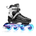 METROLLER Adjustable Inline Skates for Kids & Adults, Black XL (7-10 US) with Illuminated Wheels