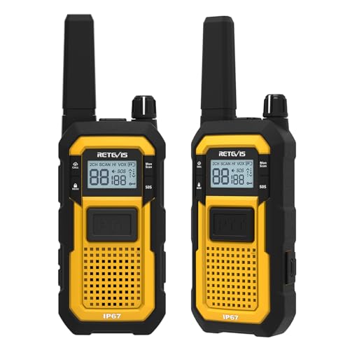 Retevis RB48 FRS Walkie Talkies Long Range, Rugged & IP67 Waterproof & Floating, Mil-Standards 810H Two Way Radio, Heavy-Duty, NOAA, Rechargeable, 20hr Battery, Emergency Radio(2 Pack)