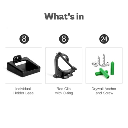Fishing Rod Rack Clips and Holders Kit - Customize Your Own Rod Storage - Includes Drywall Anchors