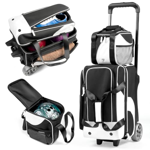 Flextro 3 Ball Bowling Bag Roller - Black & White Modular Design, Sturdy Build