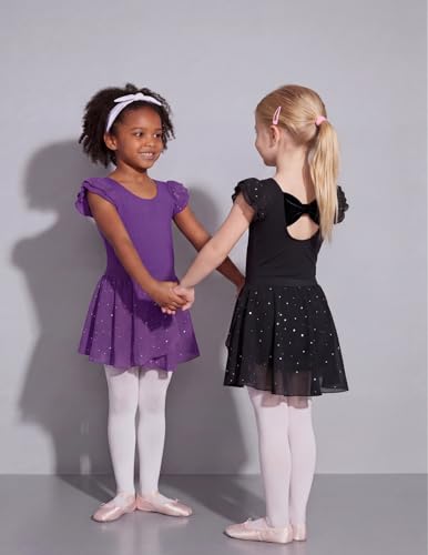 Toddler Ruffle Sleeve Dance Dress Combo for Girls 6-7 Years Black