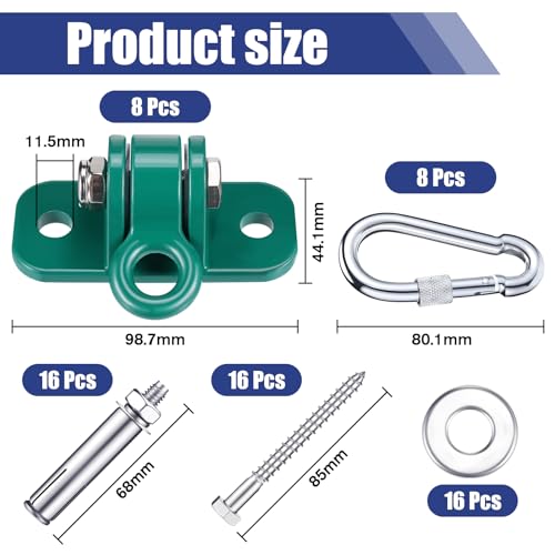 Tandefio Green 8-Piece Swing Hanger Set for Indoor & Outdoor Use