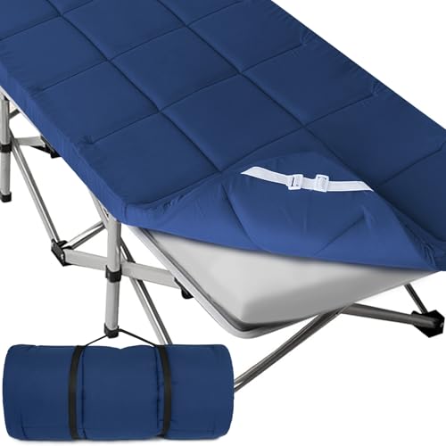 Navy Camping Cot Mattress Topper 75x30 Inch Foam Quilted Pad Pack of 2