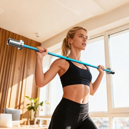Blue Silver 4ft Mini Barbell for Beginners - 5lb Technique Training Barbell for Women & Kids