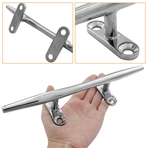 VEITHI 10 Inch Stainless Steel Dock Cleats - Marine Rope & Boat Tie-Down Hardware (4 Pack)