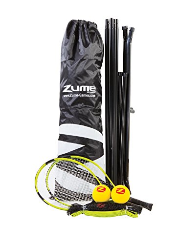 Zume Games Portable Badminton Set with Net, 4 Rackets, Shuttlecocks & Carrying Case – Outdoor Lawn Game for Backyard, Beach, or Park – Easy Setup, No Tools Required