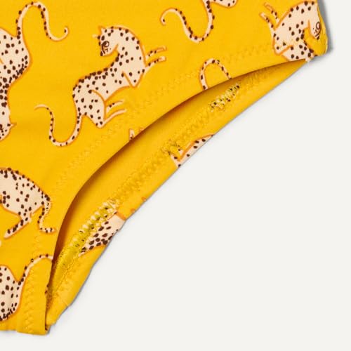 Girls Cross-Back Bikini Set – Quick-Dry Fabric, Small / Golden Yellow Beige Leopard