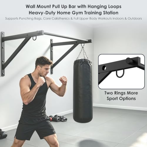 Wall Mounted Pull Up Bar 51-Inch Heavy Duty Fitness Equipment Supports 560LBS