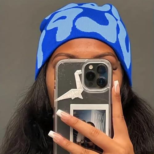 Winter Y2K Style Beanie Hat - Acrylic Knit Skull Cap for Women and Men