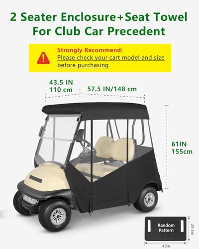 CHENGWEI 2 Passenger Golf Cart Enclosure for Club Car Precedent Waterproof Rain Cover
