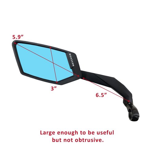 MEACHOW 2024 NEW Handlebar Bike Mirror, Scratch Resistant Glass Lens, Ultra-HD, E-bike Mirror, Bicycle Mirror, (Blue Left Side) ME-015LB