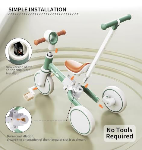 LOL-FUN Mint 5-in-1 Toddler Balance Bike & Tricycle for 1-4 Years Old Gift