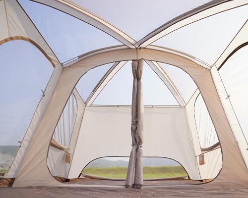 Vidalido 8-10 Person Camping Tent with 3 Doors, 2 Rooms - Light Brown