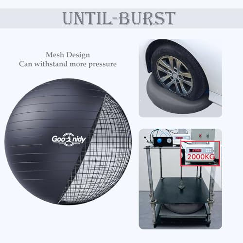 Black Exercise Ball 19-22 Inch Pilates Yoga Ball Chair with Pump