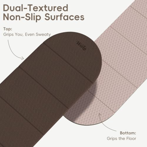 WeiLa Foldable Yoga Mat 10mm Thick, Extra Long 75x26in, Brown & Bamboo Cream