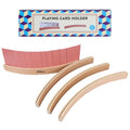 Playing Card Holders Set of 4 - Wooden Curved Card Deck Racks for Kids Adults Seniors - Standard One Slot