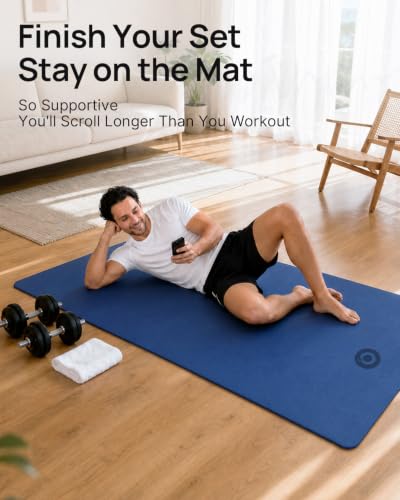 Large Yoga Mat 75x40 Inches - Extra Thick Non-Slip Exercise Mat for Home Gym - Blue, 8mm