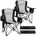 SAILARY Black Oversized Camping Chair 500lbs Padded Outdoor Seat with Lumbar Support