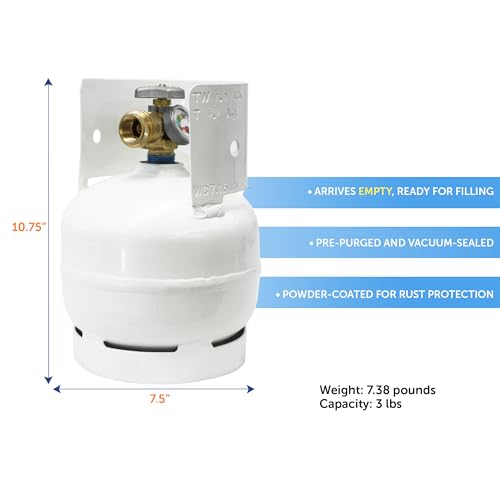 3lb Propane Tank with Gauge - Steel Cylinder with OPD Valve for Grills & Outdoor Use