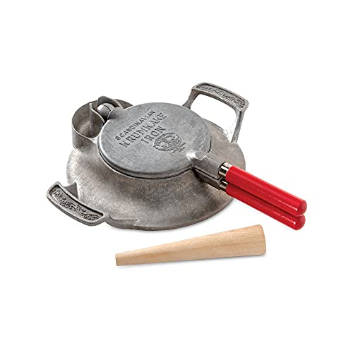 Norwegian Krumkake and Pizzelle Iron Set - Traditional Waffle Cone Maker