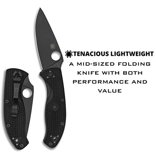 Spyderco Tenacious Folding Knife Black G10 Handle 3.3in 8Cr13MoV Steel PlainEdge